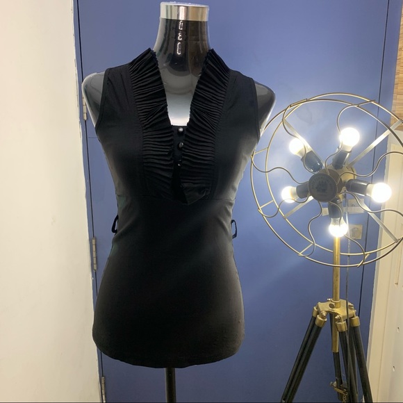 Classy Sophisticated Black Top with Belt Loops - Picture 7 of 9